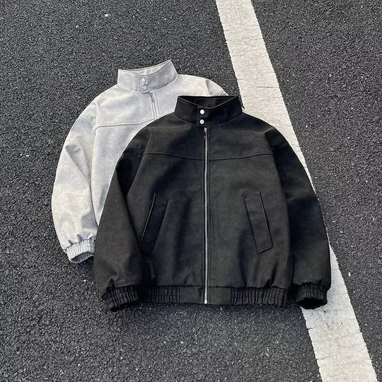 Unisex Kurz geschnittene Oversize-Bomberjacke mit Stehkragen und elastischem Saum Shop Nory