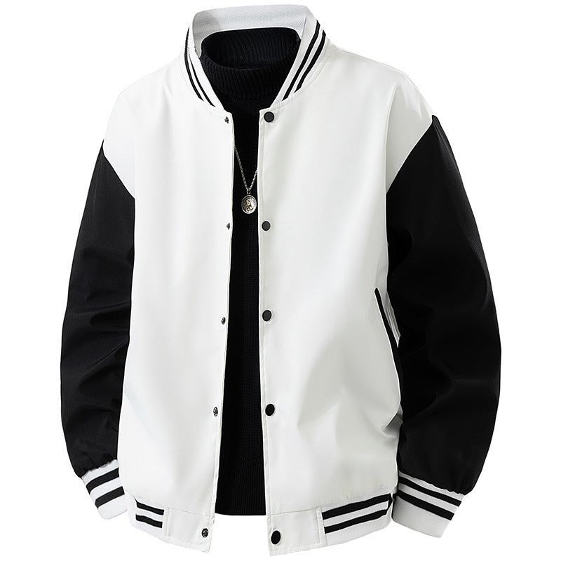 Herren College-Bomberjacke im Retro-Varsity-Design mit Druckknopffront, kontrastärmeln und gerippten Streifenbündchen Shop Nory