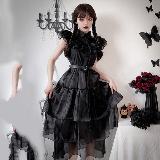 Damen Elegantes Maxi-Kleid mit voluminösen Rüschen und Taillengürtel Shop Nory