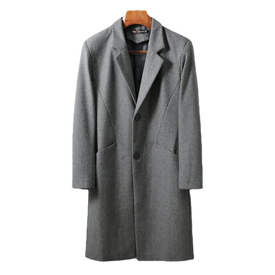 Herren Zeitloser langer Wollmantel mit schmalem Revers und Zweiknopf‑Verschluss Shop Nory