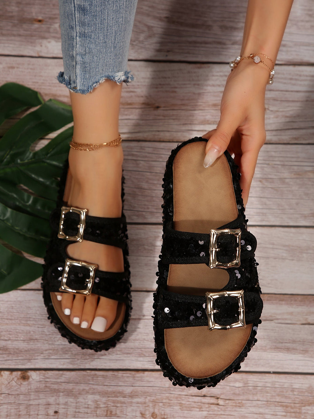 Damen Komfortable Clogs mit doppeltem Klettverschluss und modischem Design
