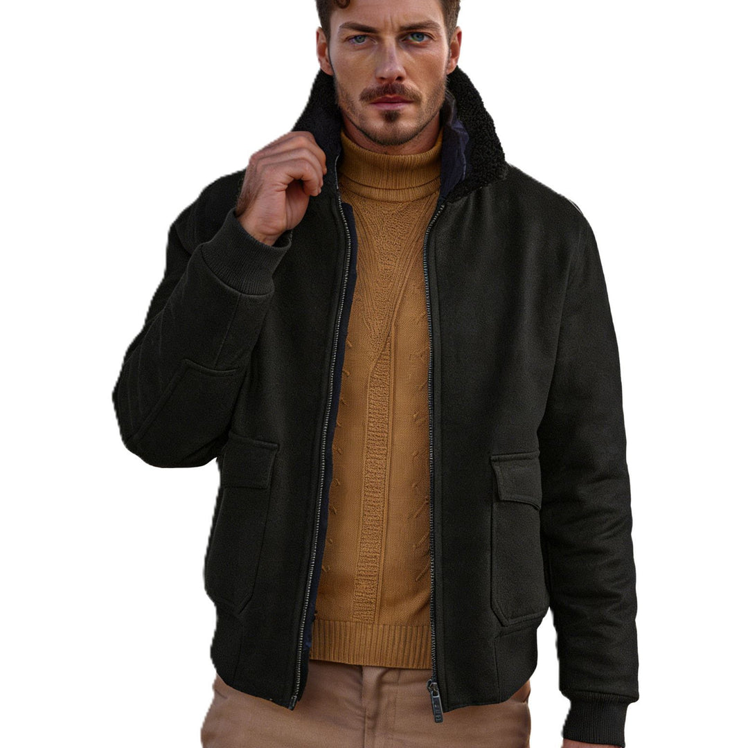 Herren Kurze Bomberjacke mit Teddykragen, Cargo-Pattentaschen und Reißverschluss Shop Nory