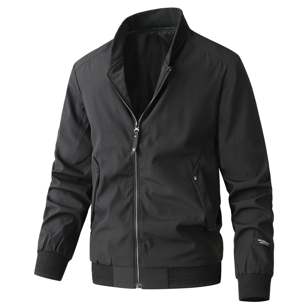 Herren Minimalistische Bomberjacke aus technischem Nylon mit Stehkragen und Rippbündchen Shop Nory