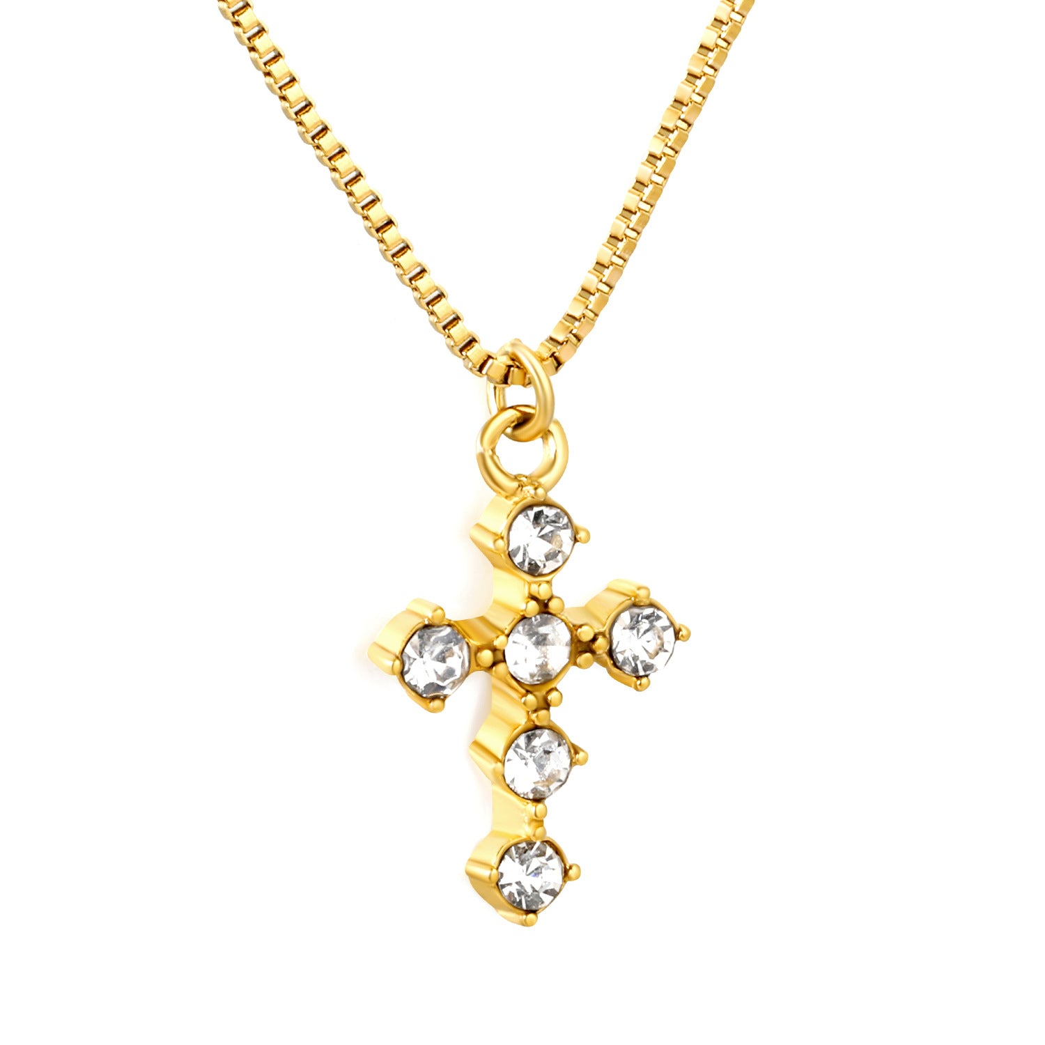 Damen Halskette mit funkelndem Kreuz-Anhänger und eleganter Gliederkette Shop Nory