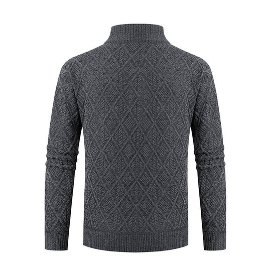Herren Strickzipjacke mit Diamantjacquard, Stehkragen und Zweiwege-Reißverschluss Shop Nory
