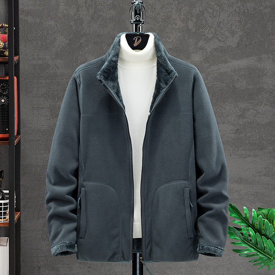 Damen Kuschelige Fleecejacke mit Teddyfutter, Stehkragen und Zwei Reißverschlusstaschen Shop Nory