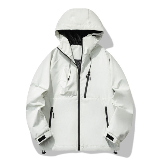 Herren wasserabweisende Outdoor-Jacke mit verstellbarer Kapuze und funktionalen Reißverschlusstaschen