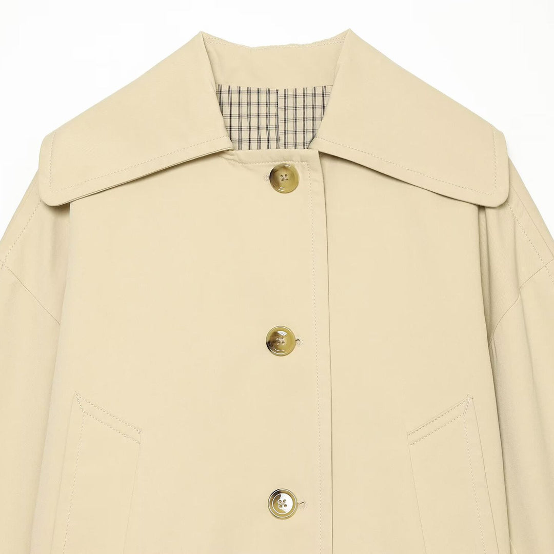 Damen Cropped Boxy-Übergangsjacke mit großem Schalkragen und aufgesetzten Taschen Shop Nory