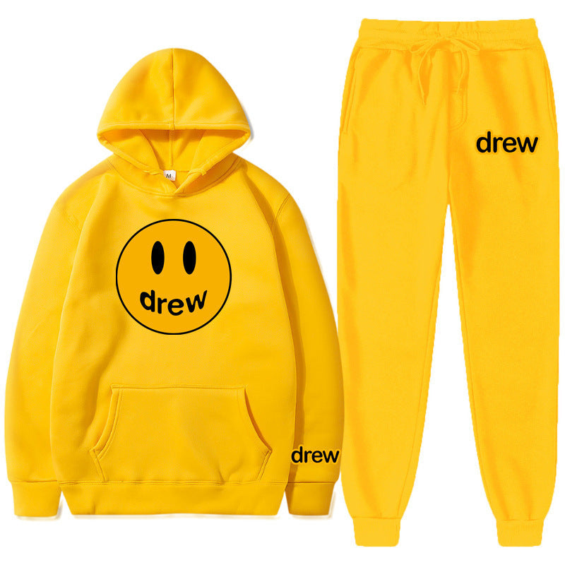 Unisex nan zweiteiliges Lounge-Set aus French-Terry mit Smiley-Print Kapuzenpullover und tapered Jogginghose Shop Nory
