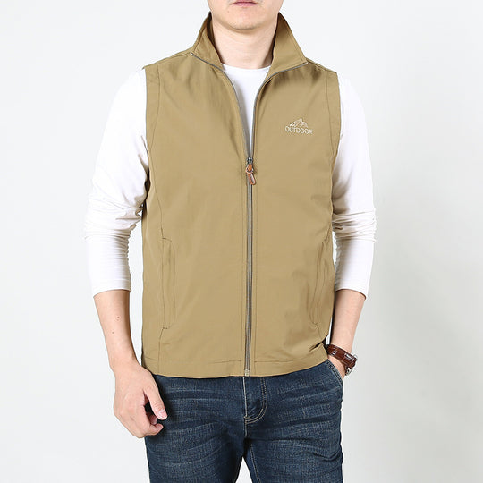 Herren Leichte windabweisende Outdoor-Weste mit Stehkragen und durchgehendem Reißverschluss Shop Nory
