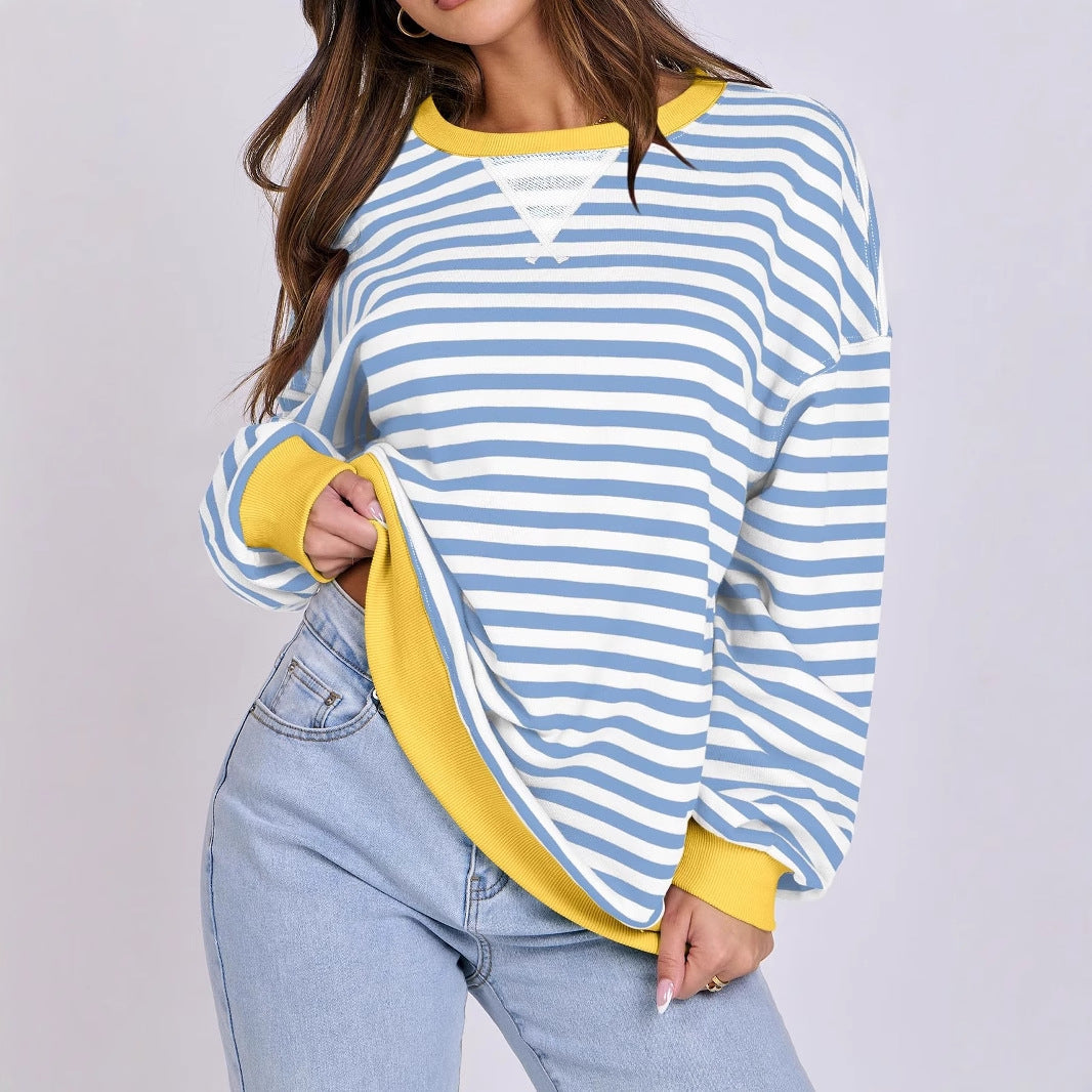 Damen Oversized gestreifter Sweatshirt