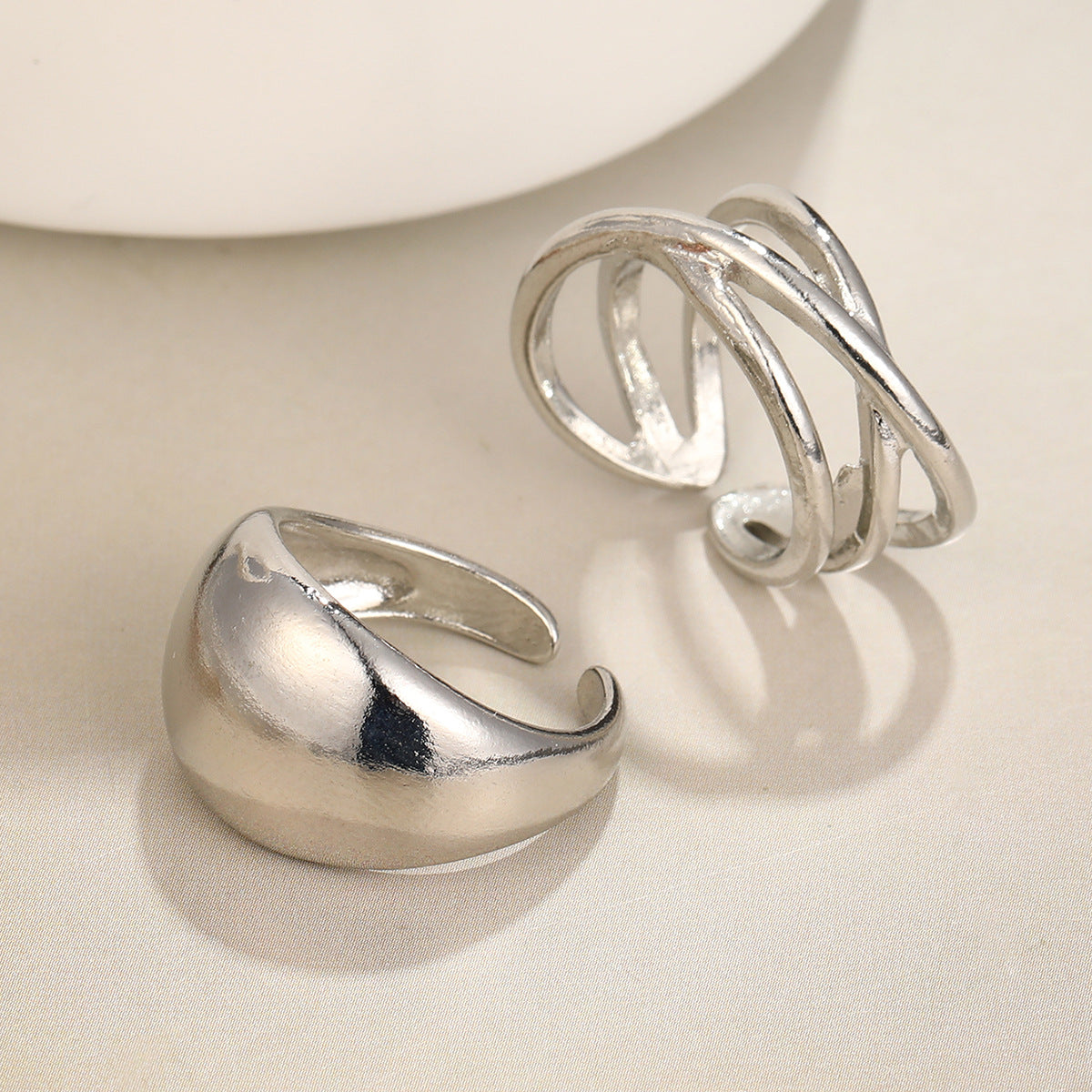 Damen Ring-Set mit künstlerischem, geschwungenem Design Shop Nory