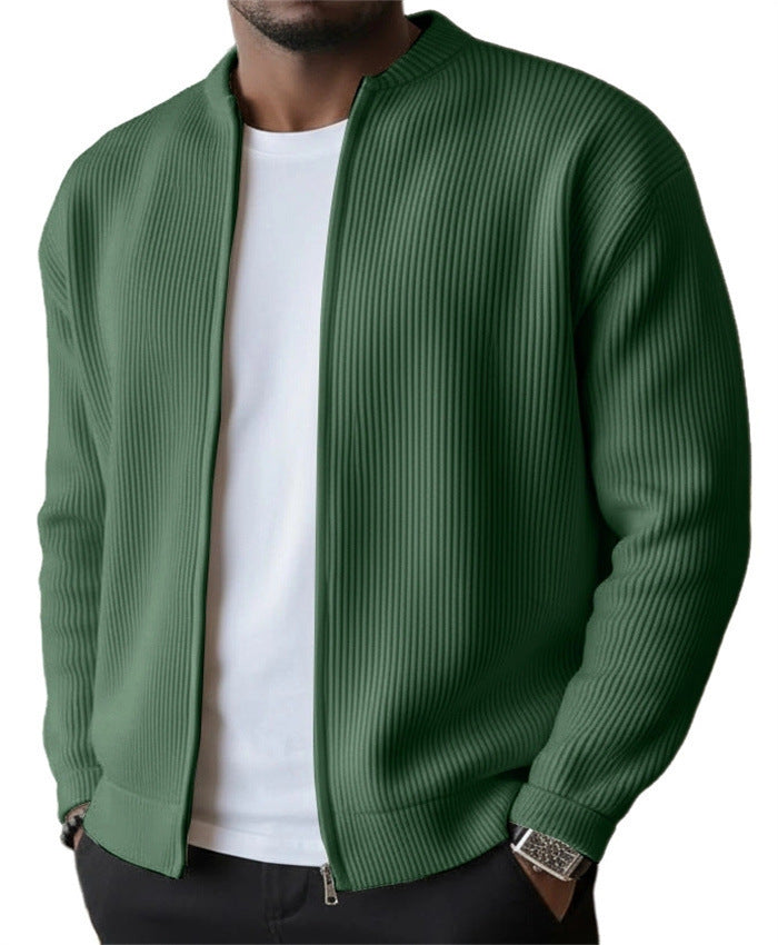 Herren Rippstrick Bomber Cardigan mit vollem Reißverschluss EB
