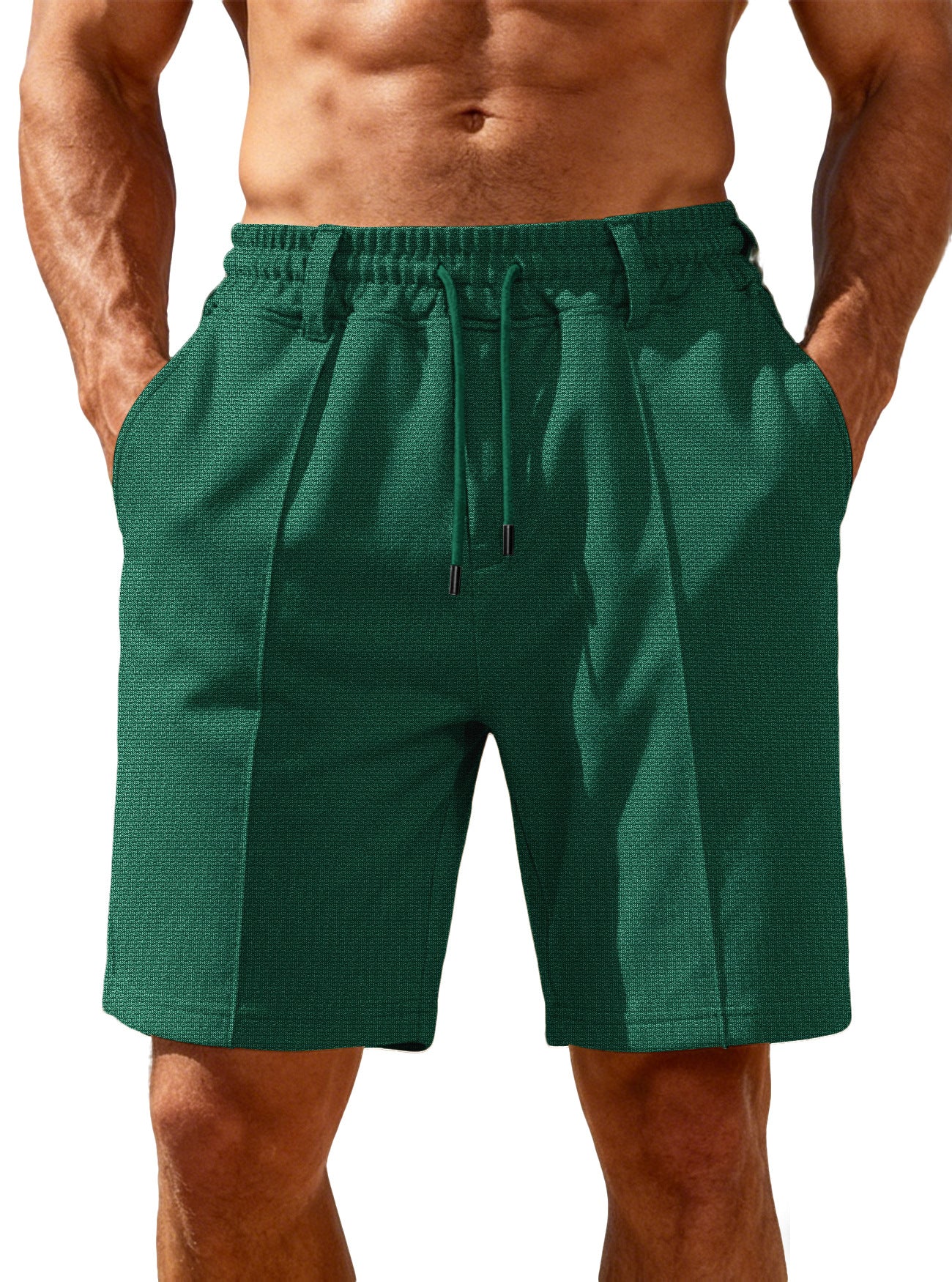 Herren nan Chino-inspirierte Relax-Shorts mit Bundfalten elastischem Tunnelzug und Eingrifftaschen Shopnory