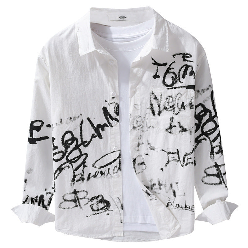 Herren Lässiges Overshirt mit grafischem Scribble-Print und Brusttasche Shop Nory