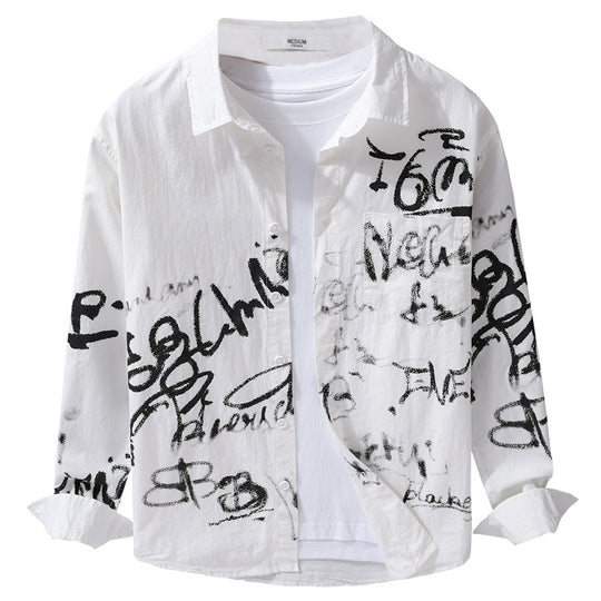 Herren Lässiges Overshirt mit grafischem Scribble-Print und Brusttasche Shop Nory