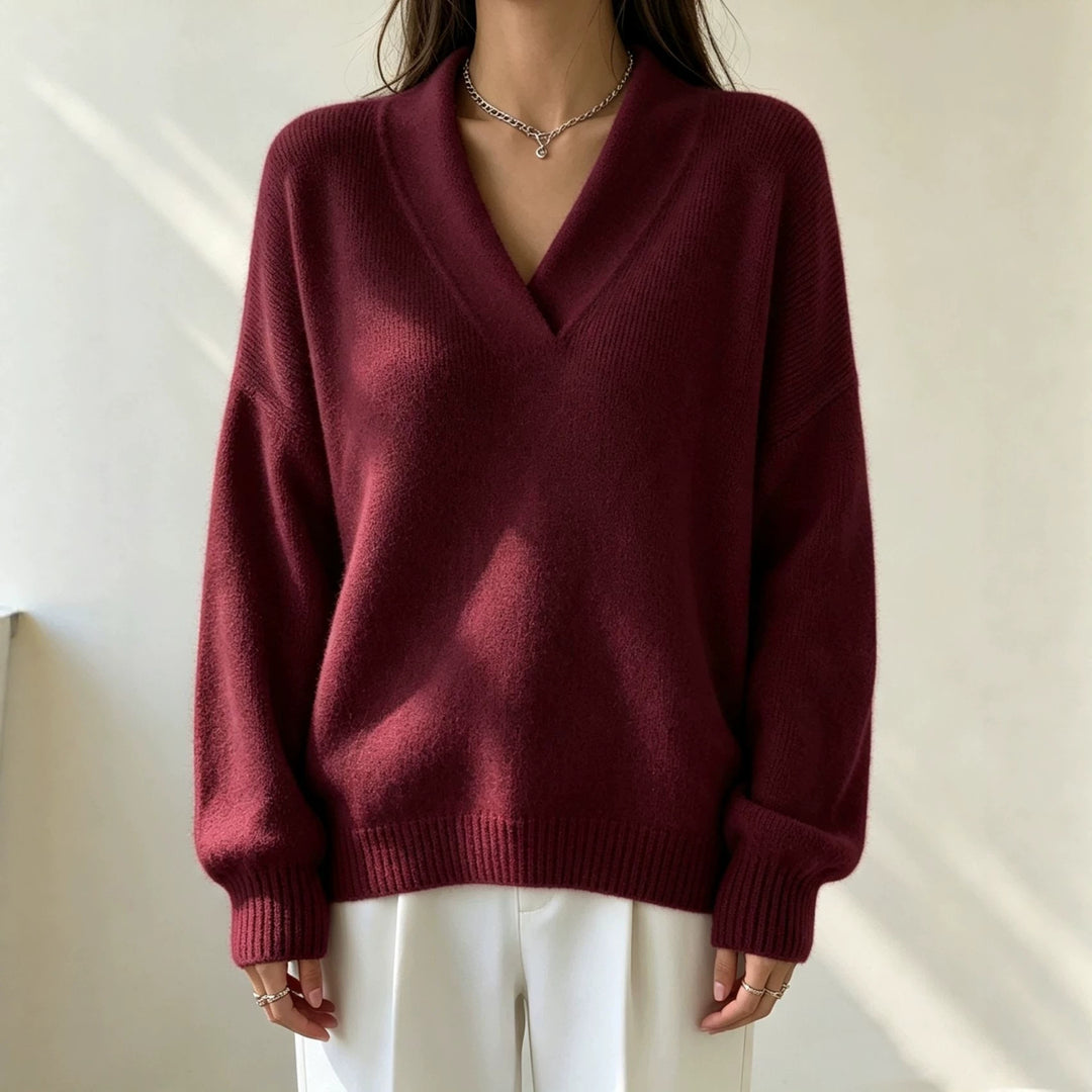 Damen Kaschmir-Touch V-Ausschnitt Relax-Pullover mit Raglanärmeln Shop Nory