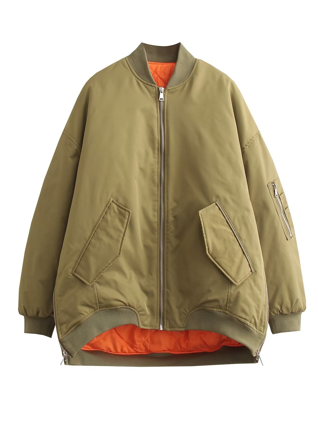 Damen oversized Bomberjacke mit technischen Details und praktischen Taschen