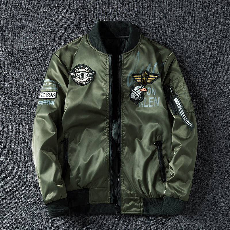 Herren Pilotenbomberjacke im Aviator-Look mit Badge-Applikationen, Ärmeltasche und gerippten Bündchen Shop Nory