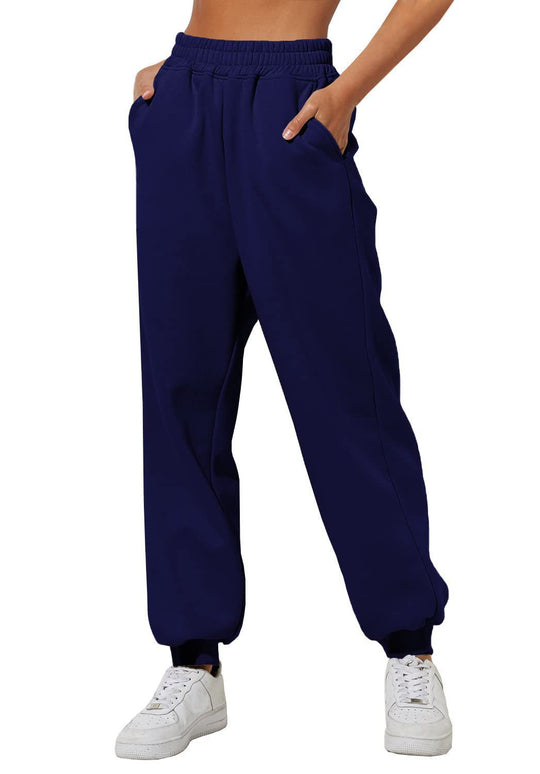 Damen nan weite High‑Waist Jogginghose mit soften Bügelfalten, elastischem Komfortbund und gerippten Knöchelbündchen Shop Nory