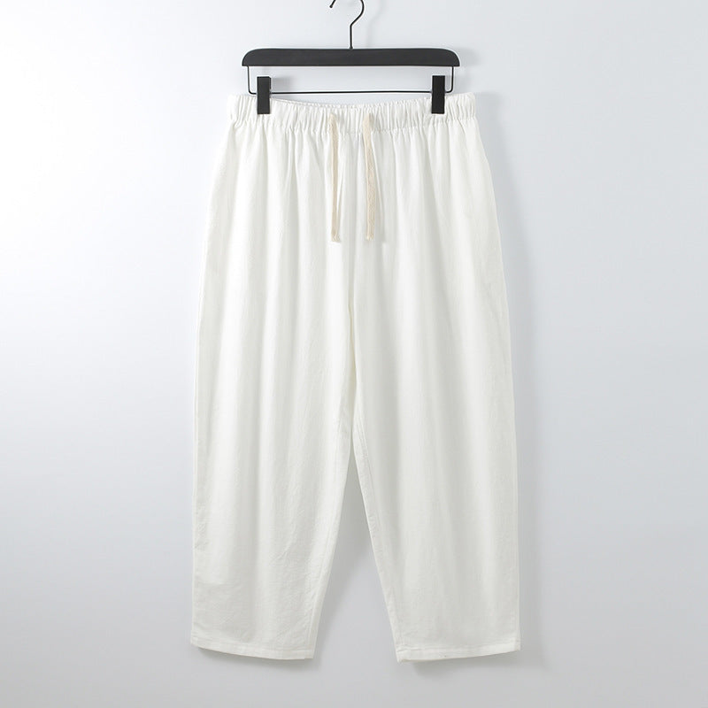Unisex Leichte Baumwoll-Leinen Freizeithose mit elastischem Bund und Tunnelzug Shop Nory