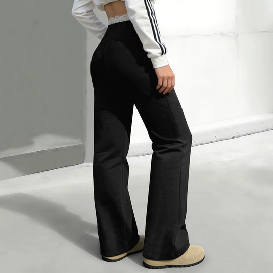 Damen Lässige weite Jogginghose mit Spitzenbund, Tunnelzug und Seitentaschen Shopy Nory