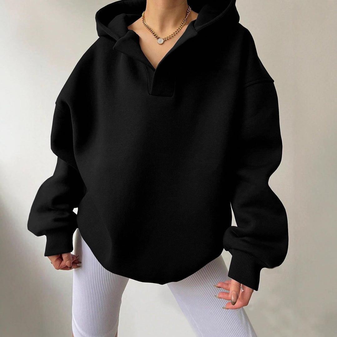 Damen Oversized Kapuzensweatshirt mit lässigem Stehkragen und langen Ärmeln Shopnory