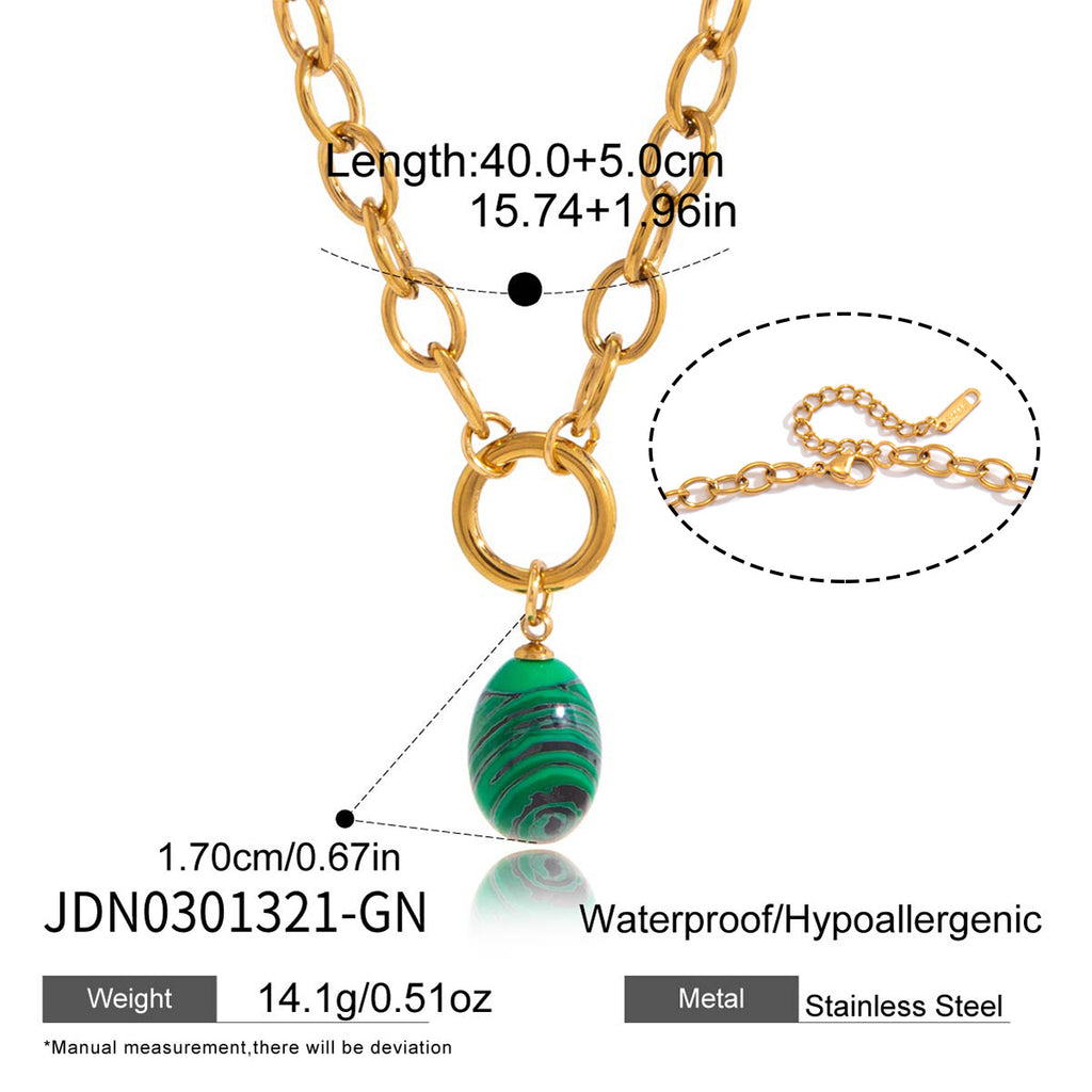 Damen Ohrhänger mit eleganten Malachit-Anhängern aus hypoallergenem Edelstahl Shop Nory