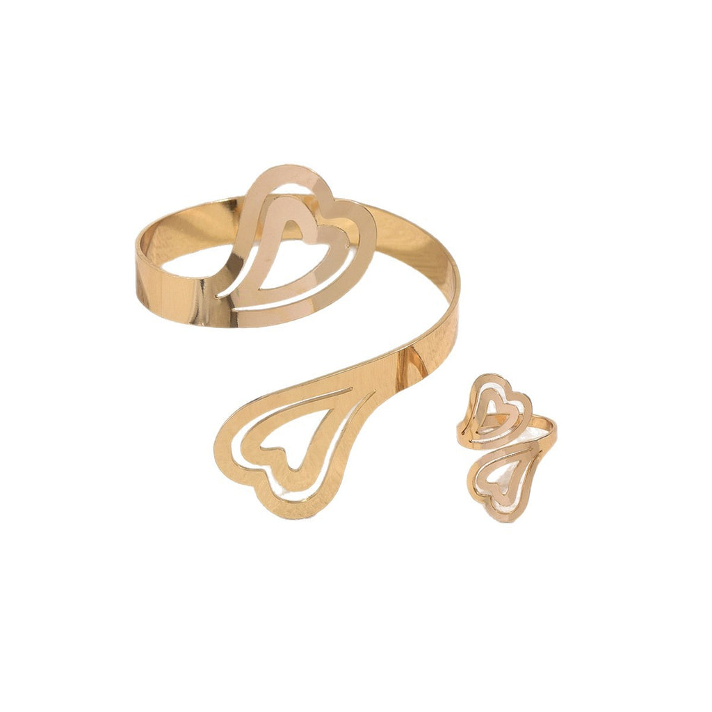 Damen Armreif und Ring im künstlerischen Herzdesign Shop Nory