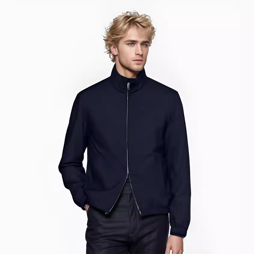 Herren Leichter Windbreaker mit Stehkragen und Zwei-Wege-Reißverschluss Shop Nory