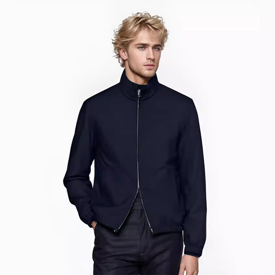 Herren Leichter Windbreaker mit Stehkragen und Zwei-Wege-Reißverschluss Shop Nory