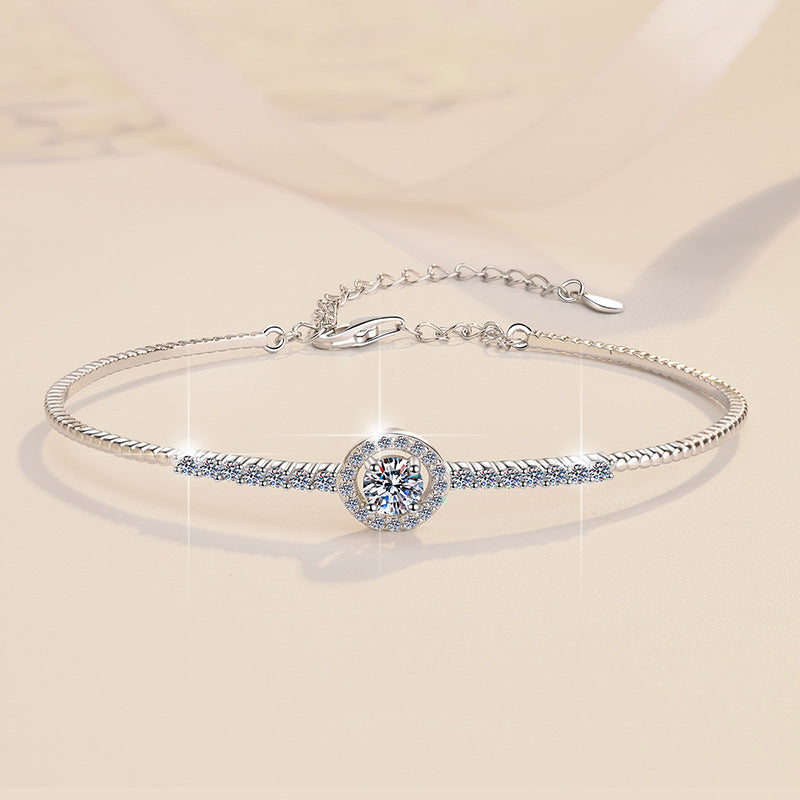 Damen Zartes Armband mit funkelndem Kristall und eleganter Umrandung Shop Nory