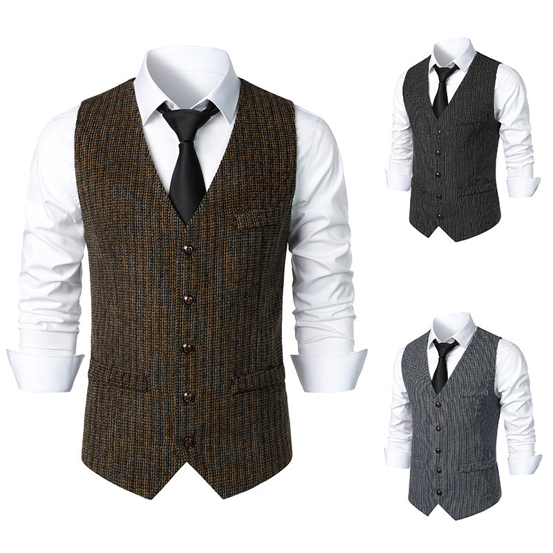 Herren Taillierte Strickweste mit V‑Ausschnitt und durchgehender Knopfleiste Shop Nory