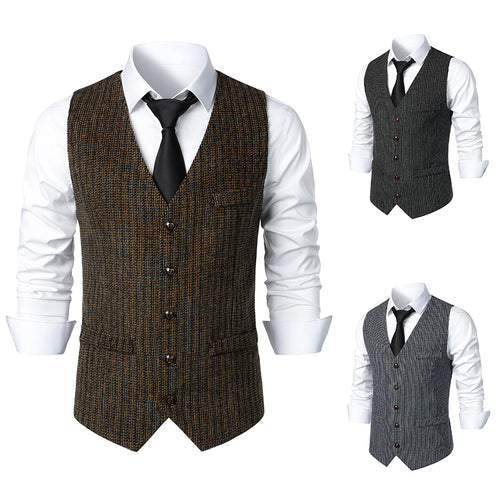 Herren Taillierte Strickweste mit V‑Ausschnitt und durchgehender Knopfleiste Shop Nory