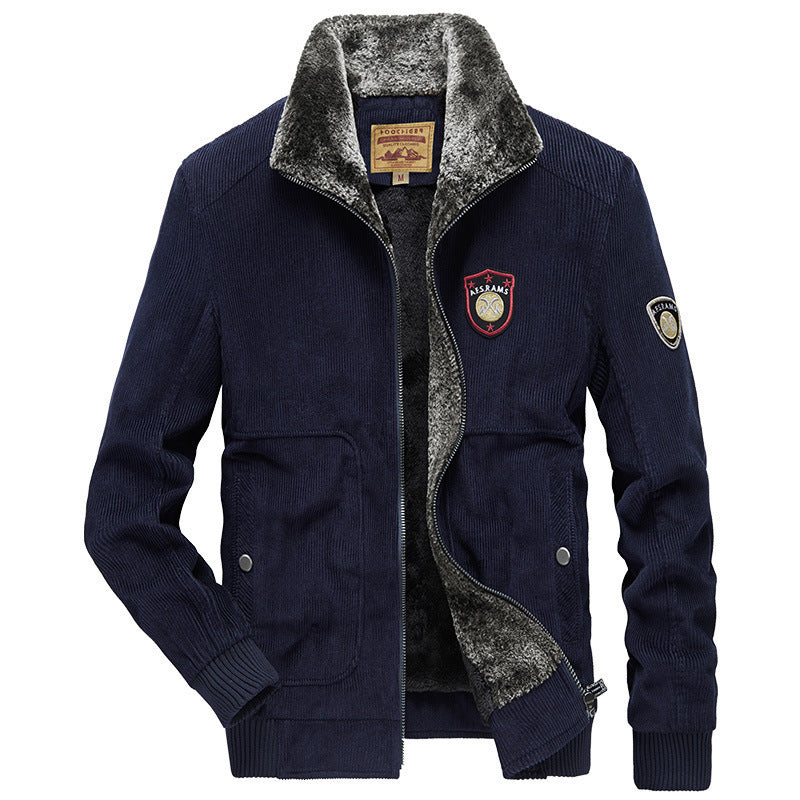 Herren Cordjacke mit wärmender Teddy-Innenfütterung und Badge-Details Shop Nory