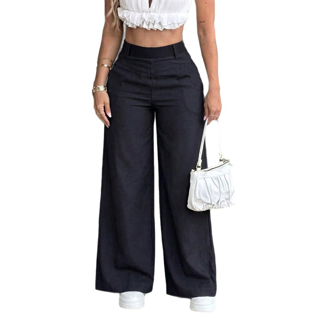 Damen nan hochtaillierte Wide-Leg-Hose mit Elastikbund und seitlichen Eingrifftaschen Shop Nory