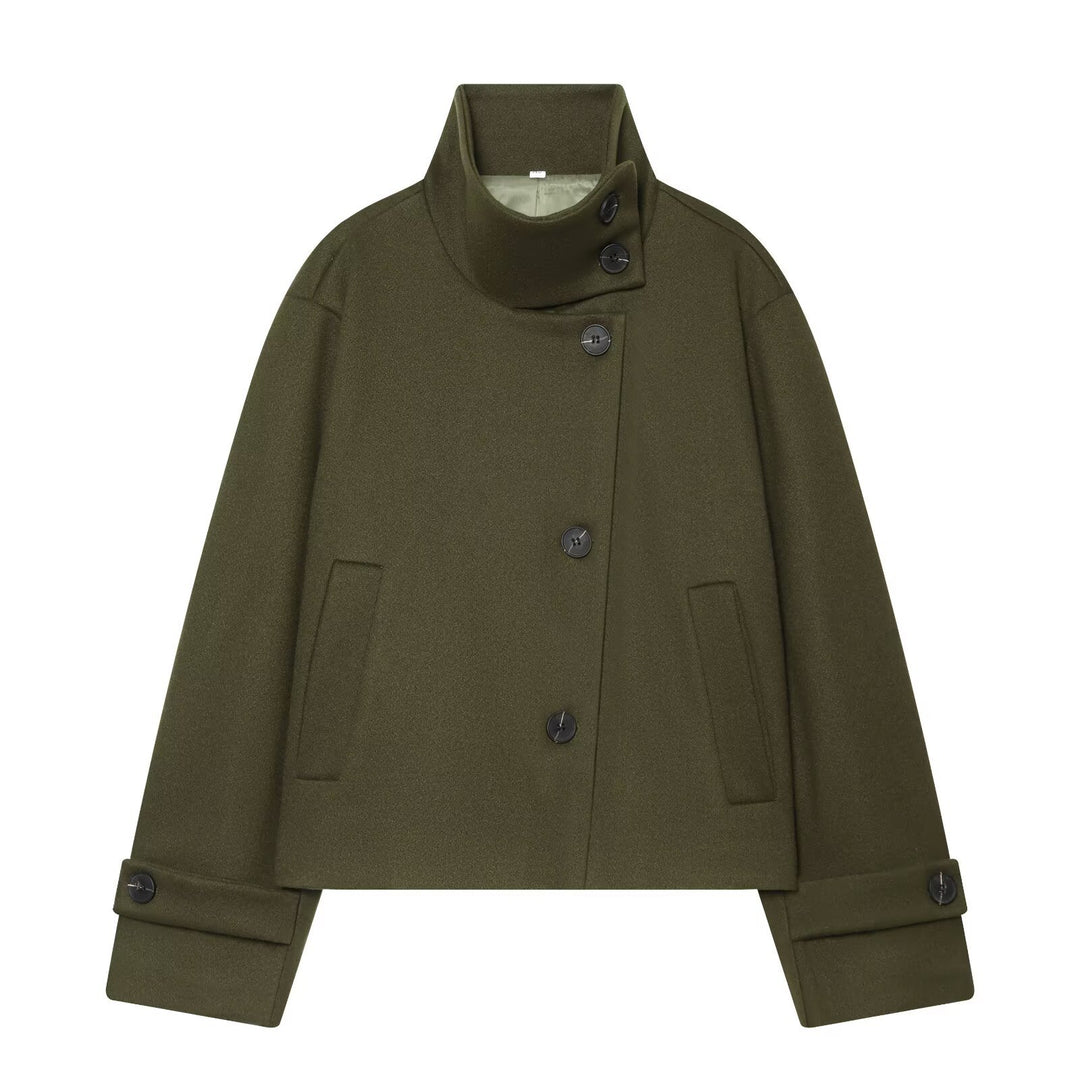 Damen Kurz-Capejacke aus Wollmix mit hohem Rollkragen und Manschetten-Detail Shop Nory