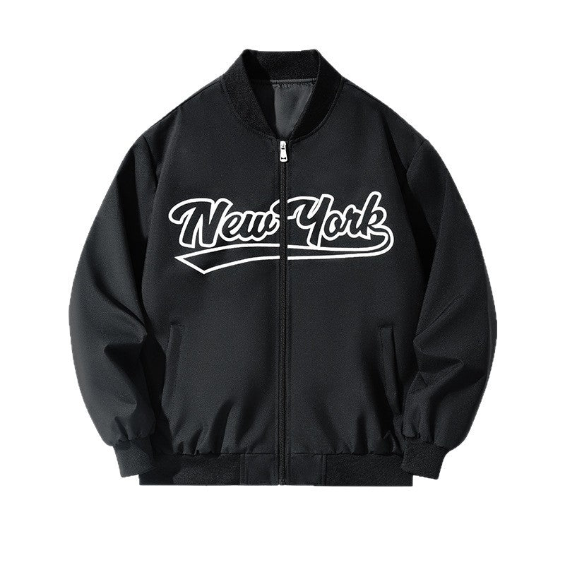 Herren Bomberjacke im College-Stil mit Script-Frontprint und Rippbündchen Shop Nory