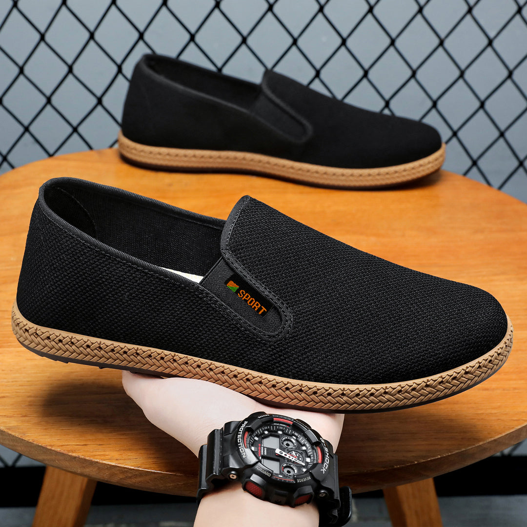 Herren nan leichter Slip-On Freizeitschuh aus atmungsaktivem Strick mit geflochtener Leichtsohle Shop Nory