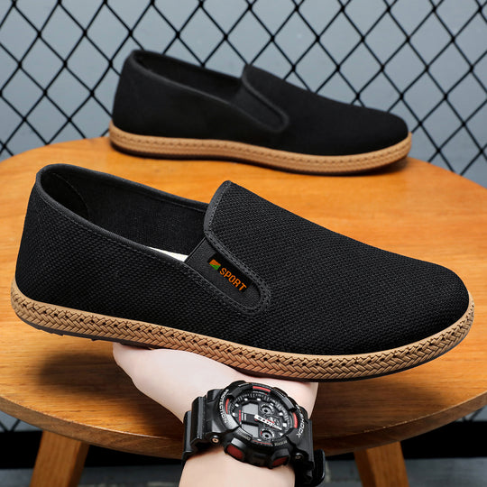 Herren nan leichter Slip-On Freizeitschuh aus atmungsaktivem Strick mit geflochtener Leichtsohle Shop Nory
