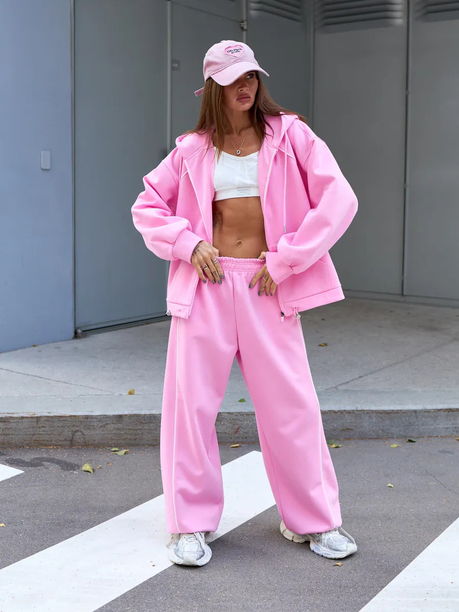 Damen Sportliches Oversized Kapuzenjacken-Set Shop Nory