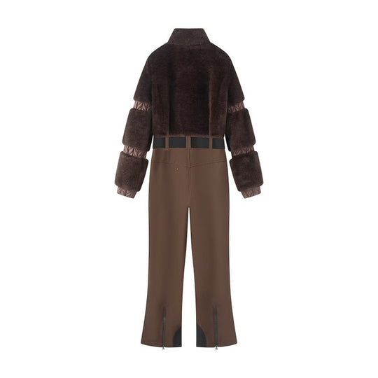 Damen Winterlicher Utility-Overall mit Teddyjacke, hohem Bund und Gurt Shop Nory