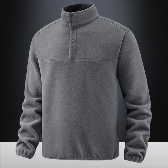 Herren Fleece-Pullover mit Stehkragen und Druckknopf-Leiste für wärmende Zwischenschicht Shop Nory