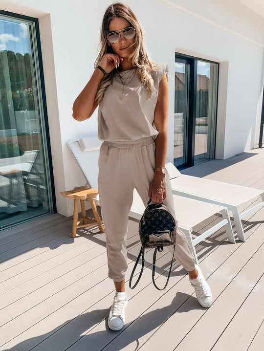 Damen lässiger Jumpsuit mit weichem, elastischem Material und modischem Cut