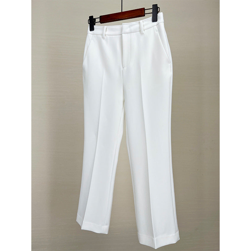 Damen Elegante gerade geschnittene Anzughose mit Bügelfalte und Eingrifftaschen Shop Nory
