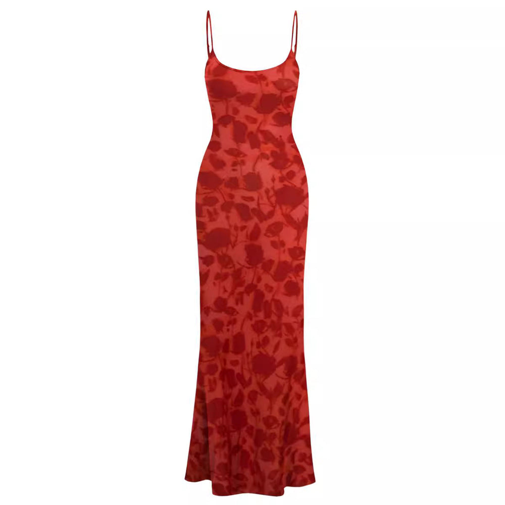 Damen Maxikleid mit Spaghetti-Trägern und elegantem Fließschnitt