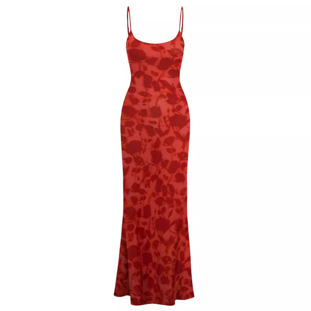 Damen Maxikleid mit Spaghetti-Trägern und elegantem Fließschnitt