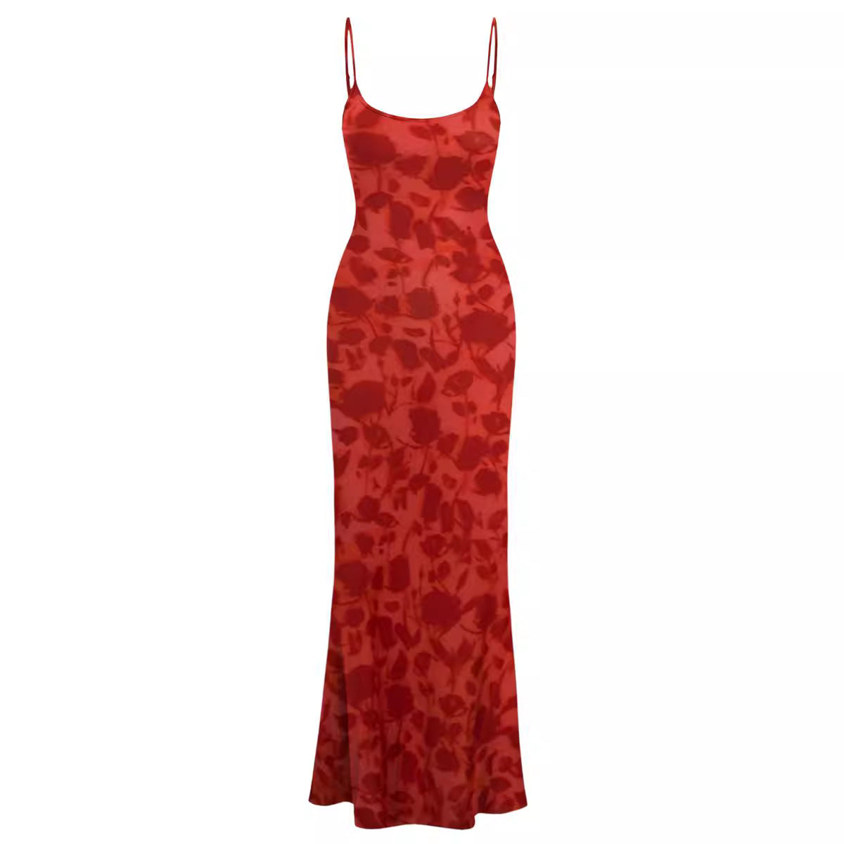 Damen Maxikleid mit Spaghetti-Trägern und elegantem Fließschnitt