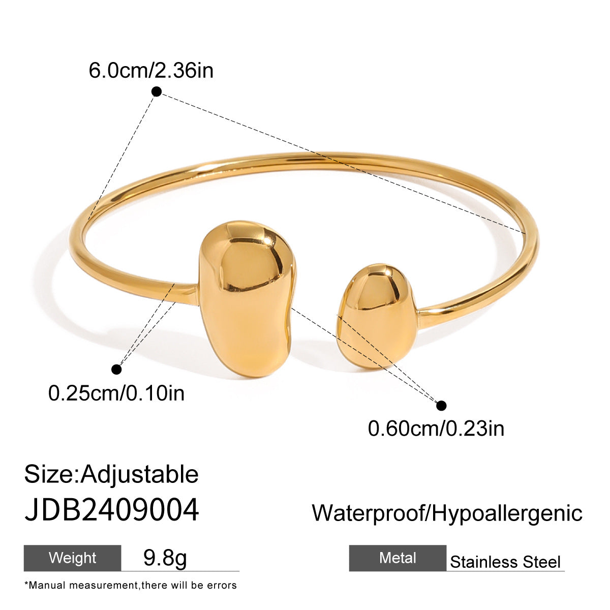 Damen eleganter offener Armreif aus hypoallergenem Edelstahl Shop Nory