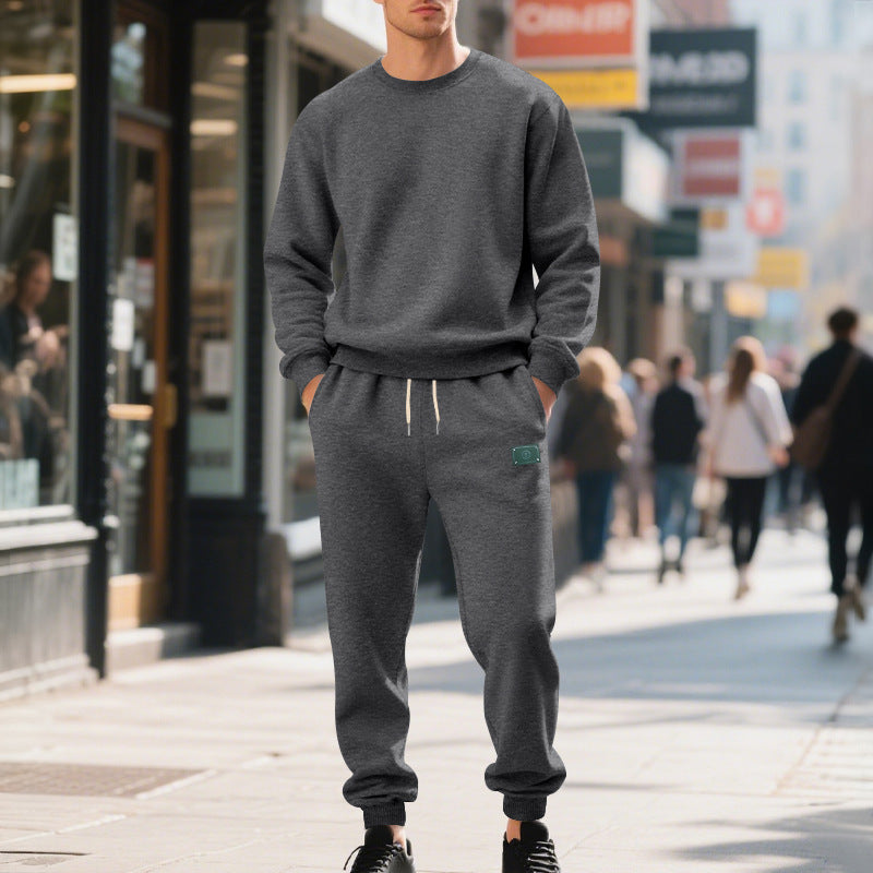 Herren lässiger Freizeitanzug mit weichem Fleece und elastischem Bund